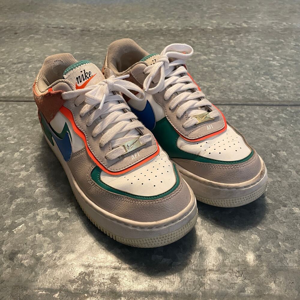Nike Air Force 1 Low Shadow Sail Signal Blue Green Womens 10 Shoes Sneakers AF1